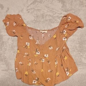 La Hearts Floral Blouse in Brown and Yellow